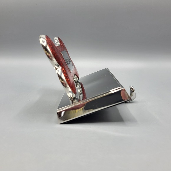 Stocking Holder Doggy Pet Best Friend Dog Bone Red Glitter Silver Tone Metal - Picture 3 of 10